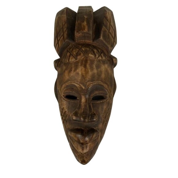 African Tribal Wood Mask Wall Hanging Hand Carved Plaque Folk Art u - Picture 3 of 7